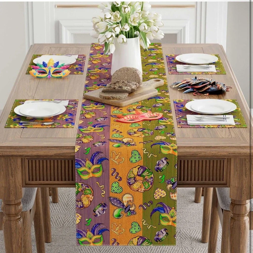 Mardi Gras Decorative Table Runner in Purple, Gold‎ & Green 13x72